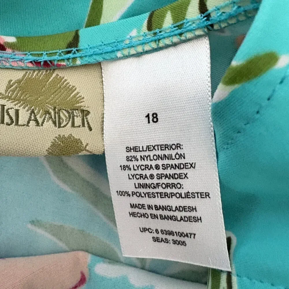 Islander one piece swimsuit size 18 floral hibiscus tropical rushed beach pool